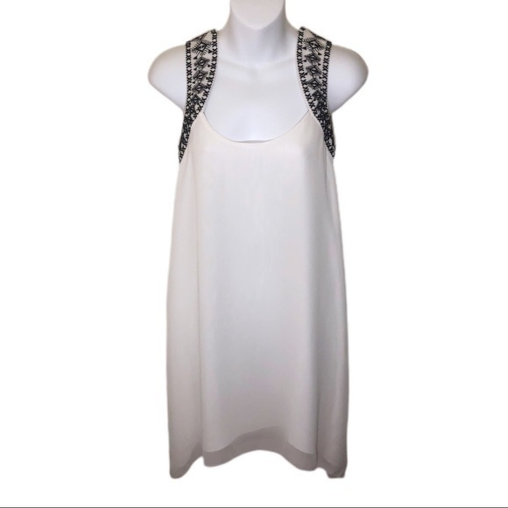 BCBGeneration White Midi Dress with Black Embroidered Straps